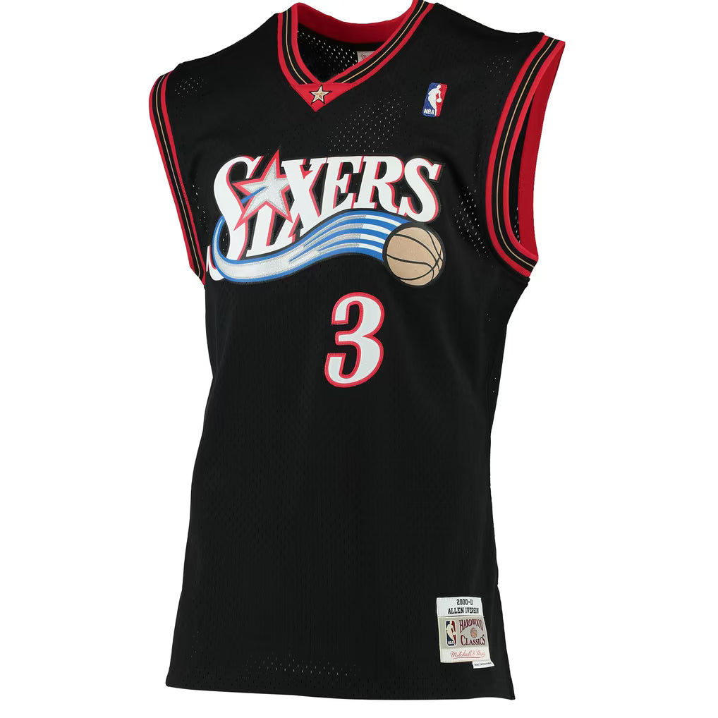 PHILADELPHIA 76ERS ALLEN IVERSON #3 BLACK THROWBACK NBA BASKETBALL JERSEY