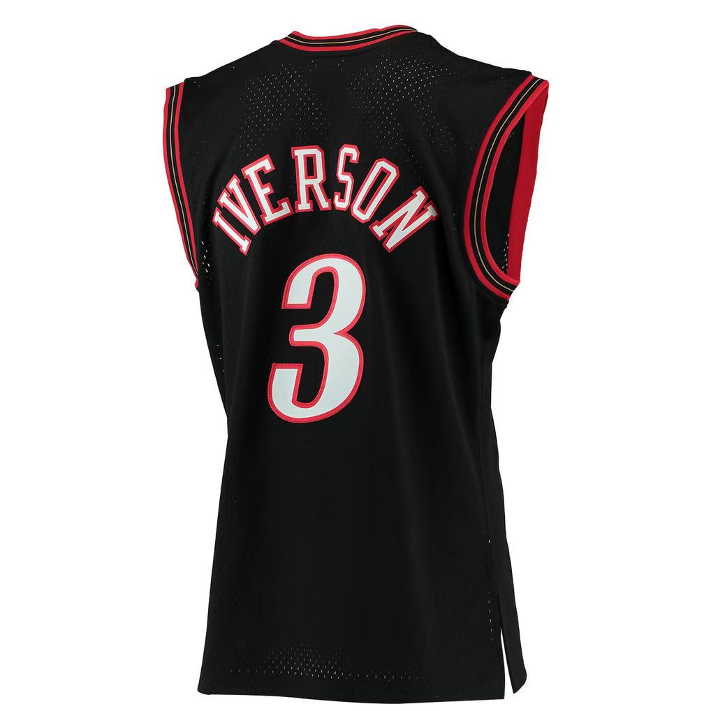 PHILADELPHIA 76ERS ALLEN IVERSON #3 BLACK THROWBACK NBA BASKETBALL JERSEY
