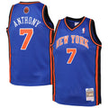 New York Knicks Carmelo Anthony #7 Blue Hardwood Classics Jersey