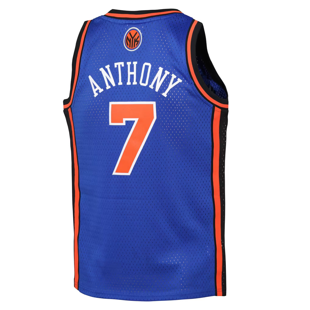 New York Knicks Carmelo Anthony #7 Blue Hardwood Classics Jersey