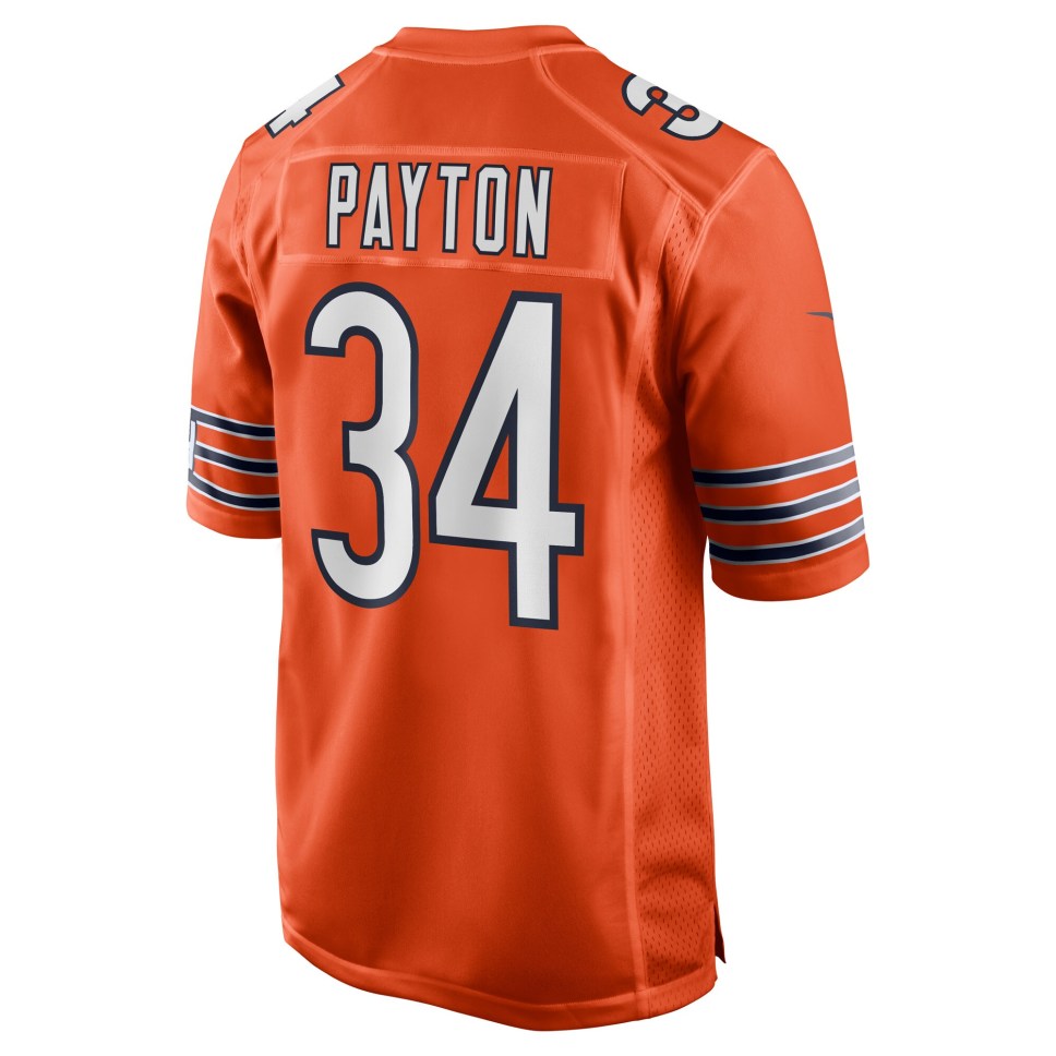 CHICAGO BEARS WALTER PAYTON #34 ORANGE THROWBACK FOOTBALL MEN'S JERSEY