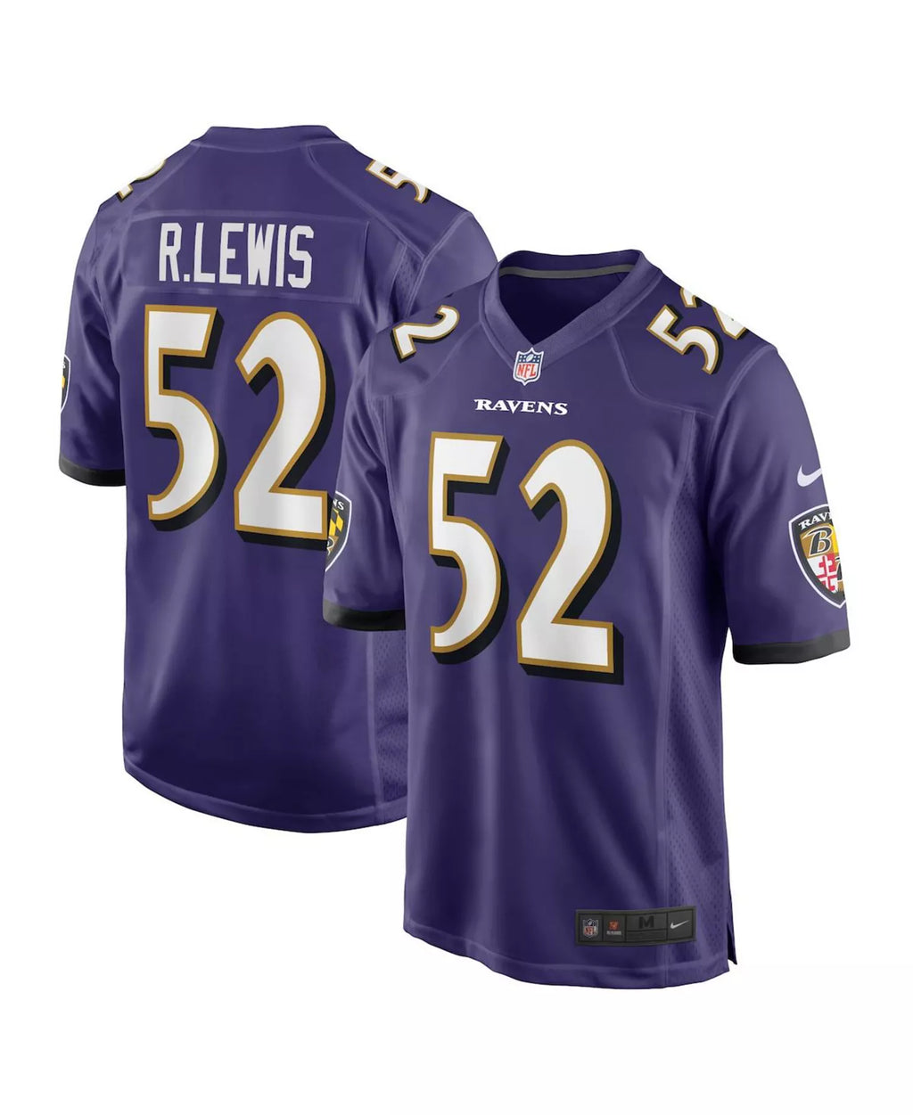 BALTIMORE RAVENS RAY LEWIS #52 / PURPLE THROWBACK FOOTBALL JERSEY