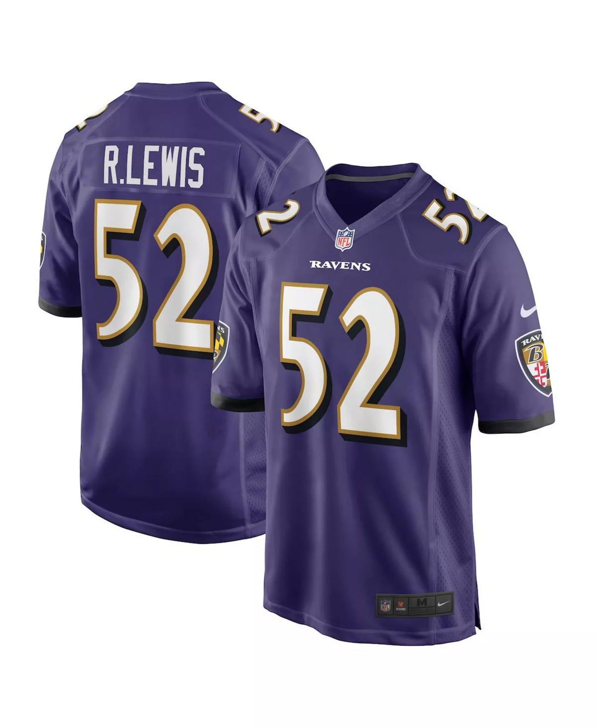 BALTIMORE RAVENS RAY LEWIS #52 / PURPLE THROWBACK FOOTBALL JERSEY