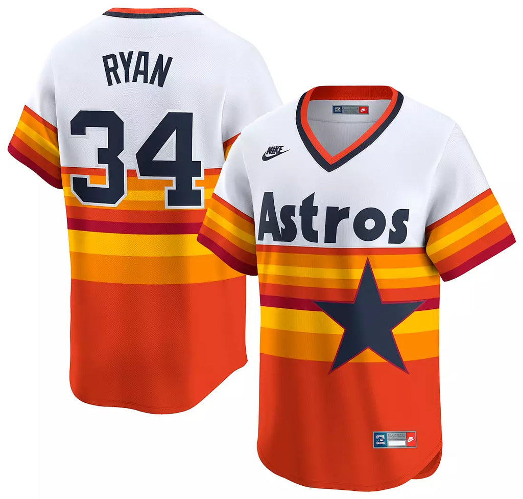 HOUSTON ASTROS NOLAN RYAN #34 RAINBOW THROWBACK BASEBALL JERSEY