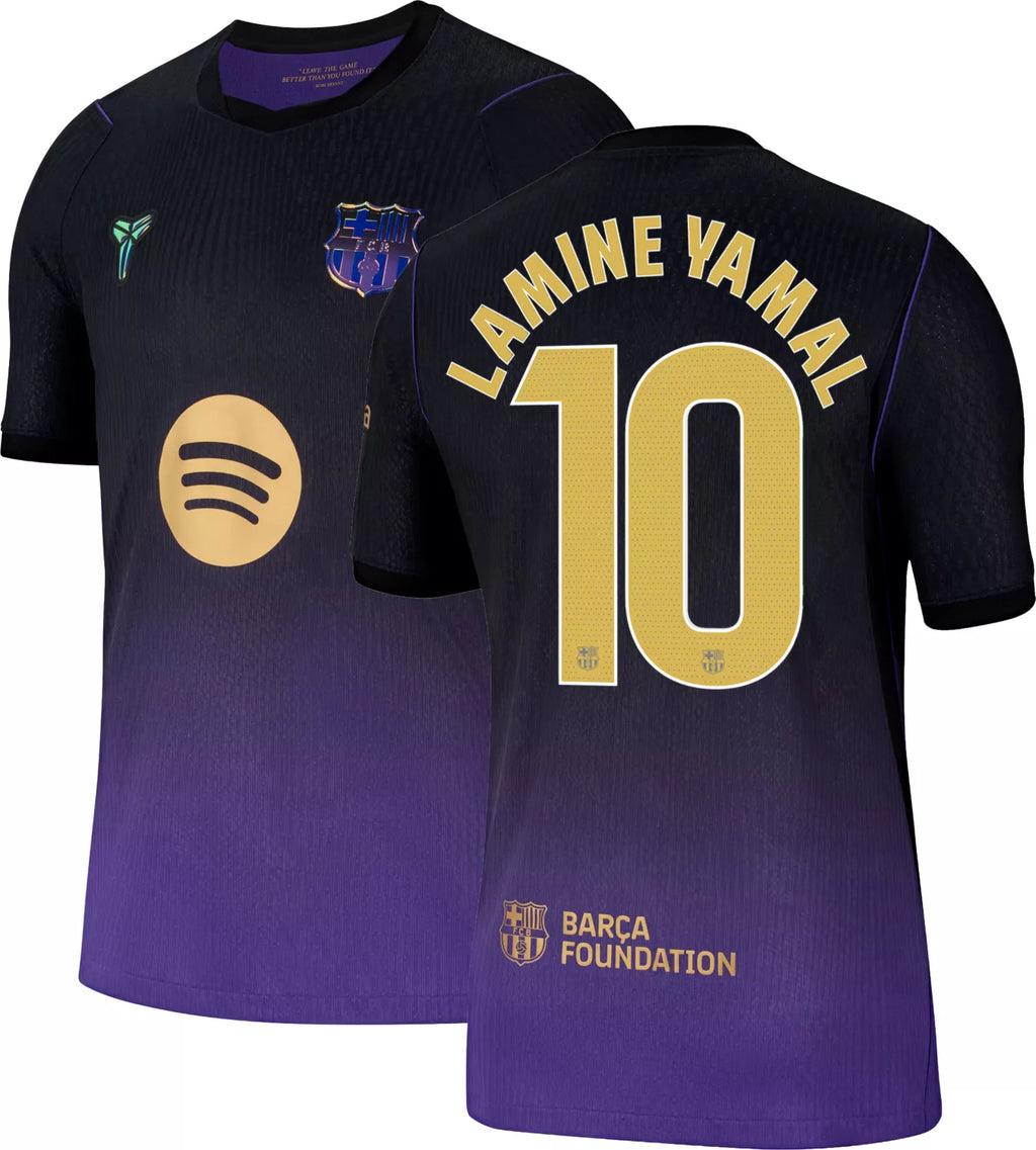 BARCELONA 2026 AWAY LAMINE YAMAL #10 BLACK & PURPLE SOCCER JERSEY