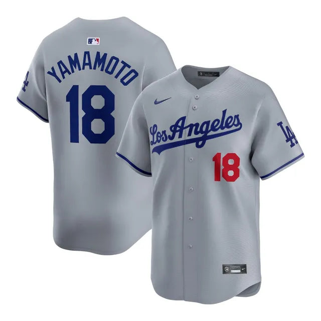LOS ANGELES DODGERS YOSHINOBU YAMAMOTO #18 GREY BASEBALL JERSEY