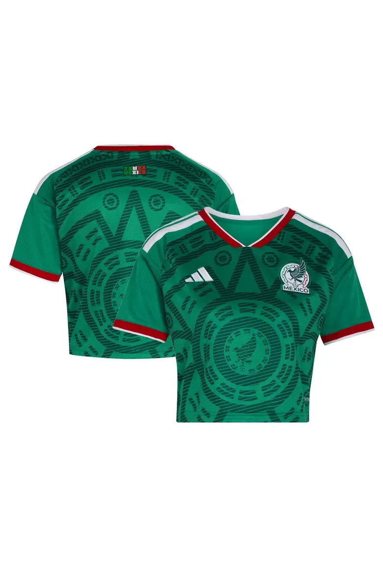 WOMEN'S MEXICO 2026 HOME GREEN CROPPED JERSEY WITH SLEEVES