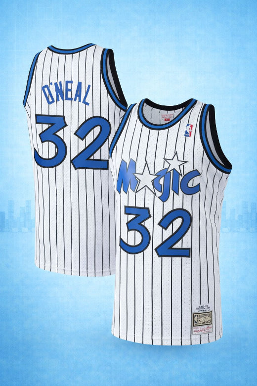 Orlando Magic #32 O’Neal White Pinstripe Jersey – Hardwood Classics Throwback Edition