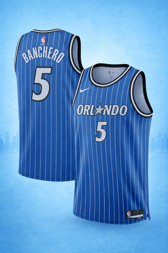 Orlando Magic #5 Banchero Blue Pinstripe Jersey – Icon Edition