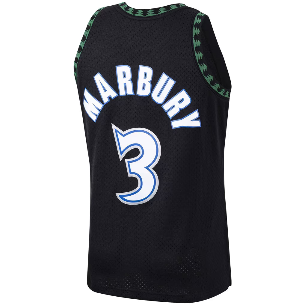 MINNESOTA TIMBERWOLVES STEPHON MARBURY #3 BLACK THROWBACK BASKETBALL JERSEY (Copy)