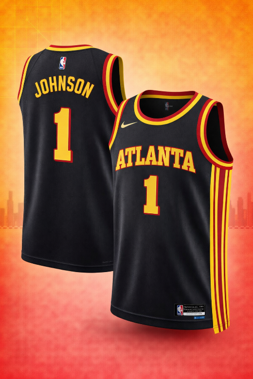 Atlanta Hawks #1 Johnson Black Jersey – Statement Edition