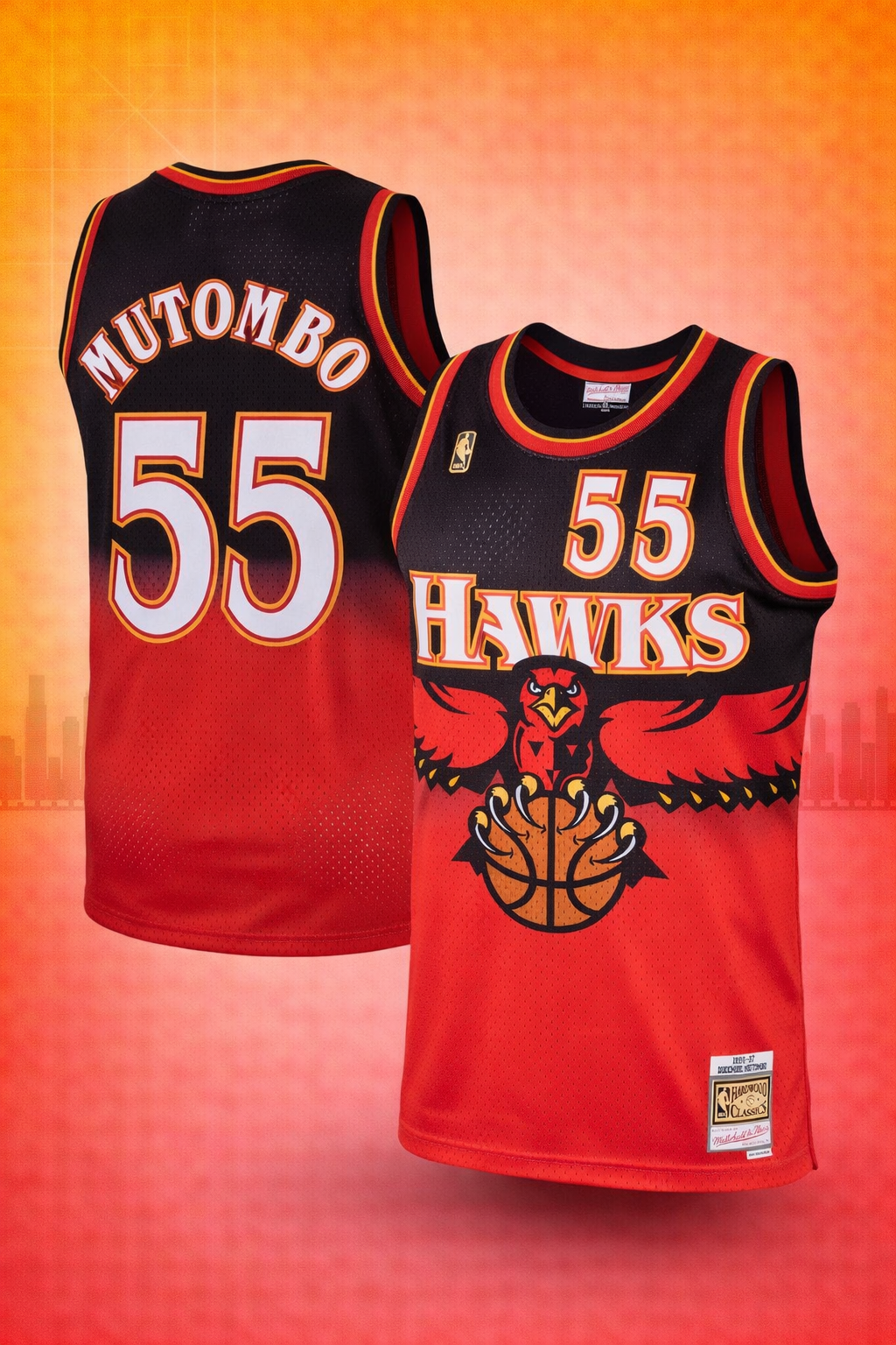 Atlanta Hawks #55 Mutombo Black & Red Jersey – Classic Edition