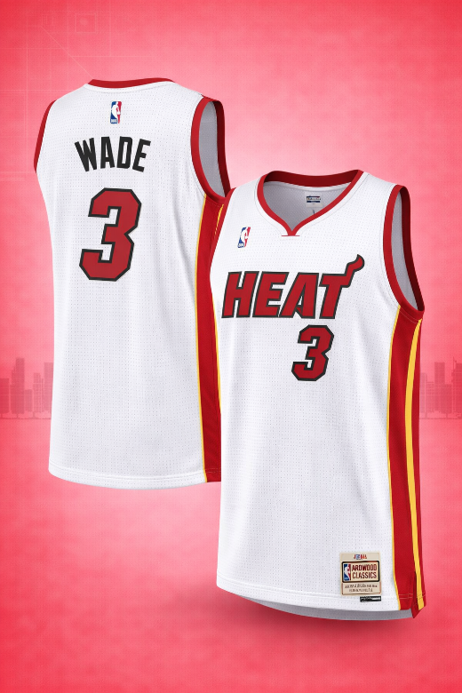 Miami Heat #3 Wade White Jersey – Retro Edition