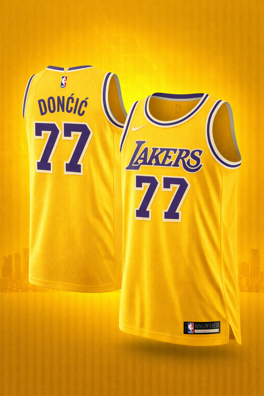 Los Angeles Lakers #77 Dončić Gold Jersey – Icon Edition