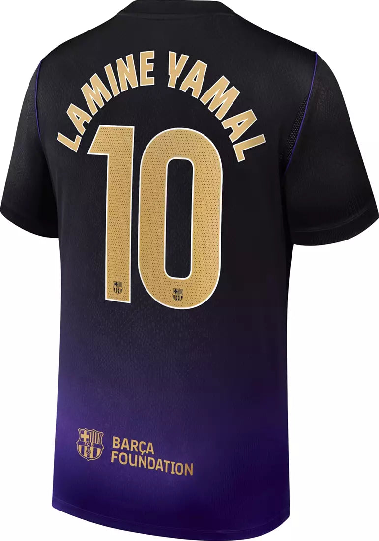 BARCELONA 2026 AWAY LAMINE YAMAL #10 BLACK & PURPLE SOCCER JERSEY