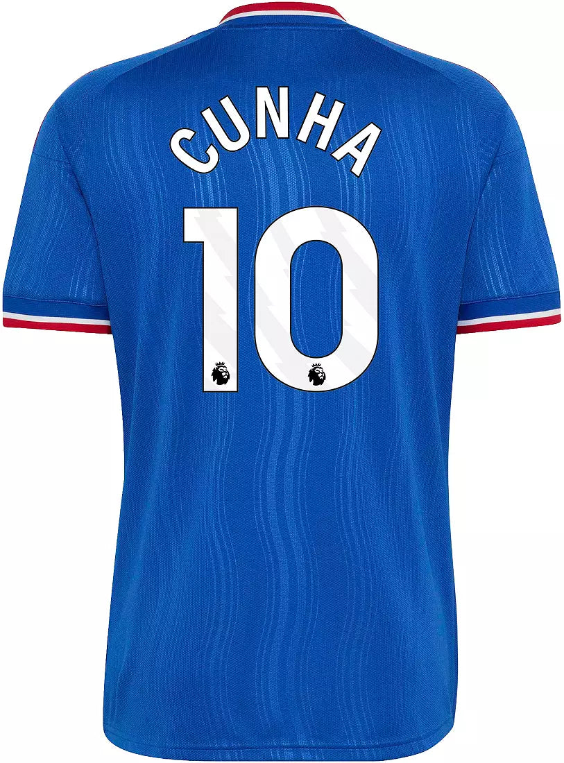 MANCHESTER UNITED 2026 AWWAY MATHEUS CUNHA #10 BLUE SOCCER JERSEY