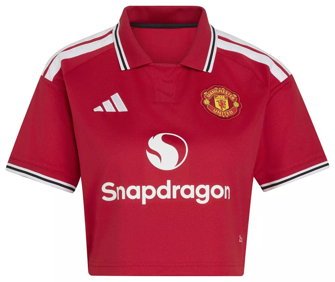 WOMEN'S MANCHESTER UNITED 2026 HOME RED CROPPED JERSEY WITH SLEEVES
