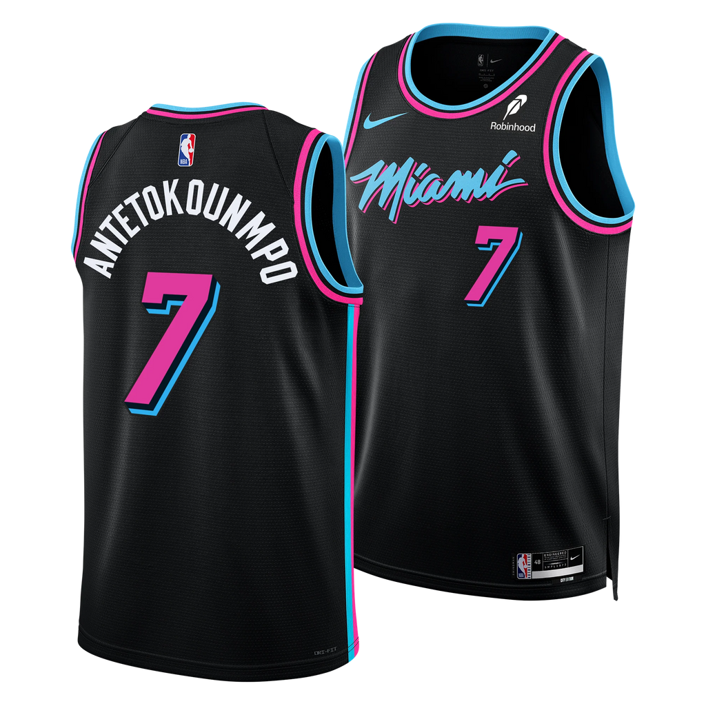MIAMI HEAT GIANNIS ANTETOKOUNMPO #7 VICE CITY PINK EDITION BASKETBALL JERSEY