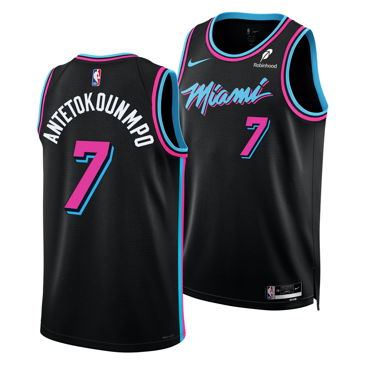 MIAMI HEAT GIANNIS ANTETOKOUNMPO #7 VICE CITY PINK EDITION BASKETBALL JERSEY