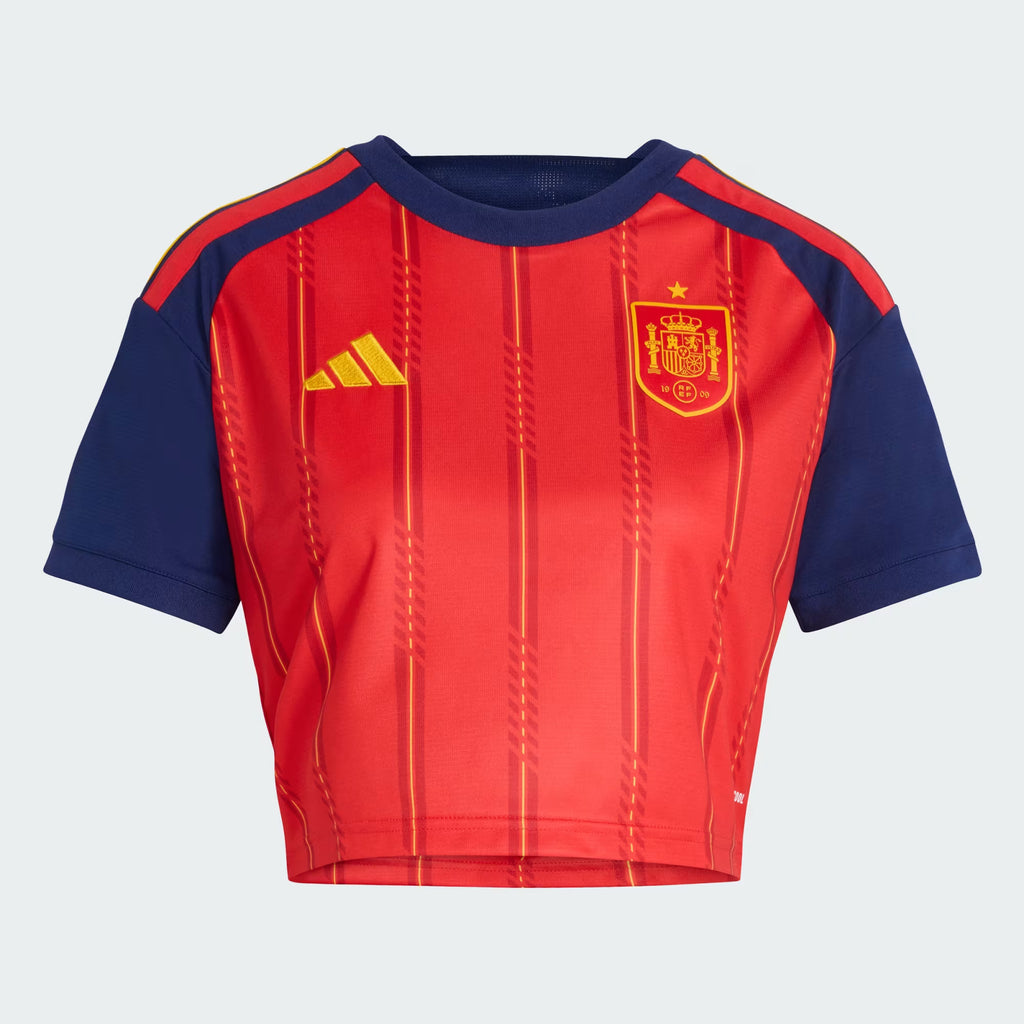 WOMEN'S SPAIN 2026 HOME RED CROPPED JERSEY WITH SLEEVES