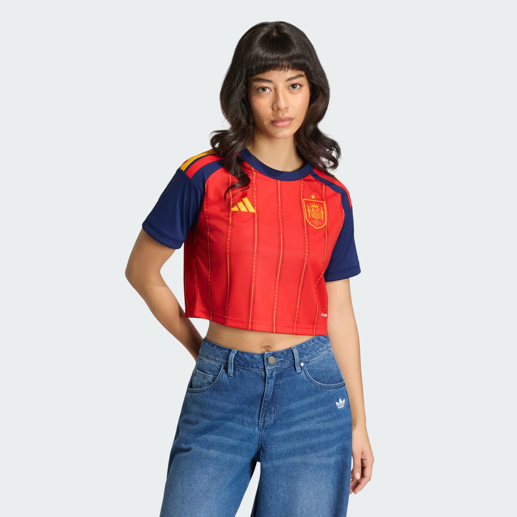 WOMEN'S SPAIN 2026 HOME RED CROPPED JERSEY WITH SLEEVES