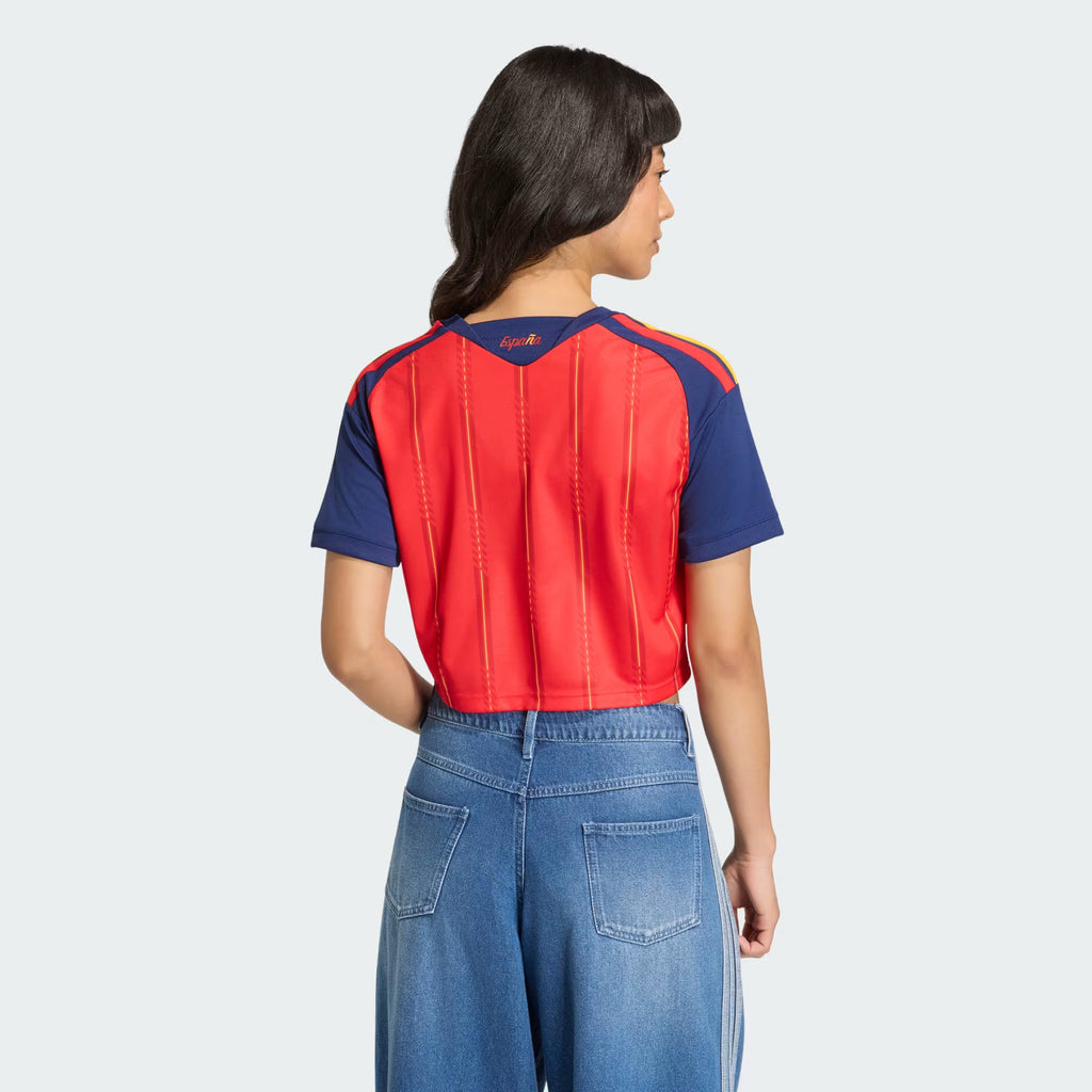 WOMEN'S SPAIN 2026 HOME RED CROPPED JERSEY WITH SLEEVES