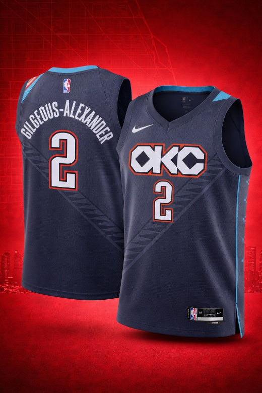 Oklahoma City Thunder #2 Gilgeous-Alexander Navy Jersey – NBA Statement Edition