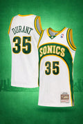 Seattle SuperSonics #35 Durant White Jersey – Hardwood Classics Throwback Edition