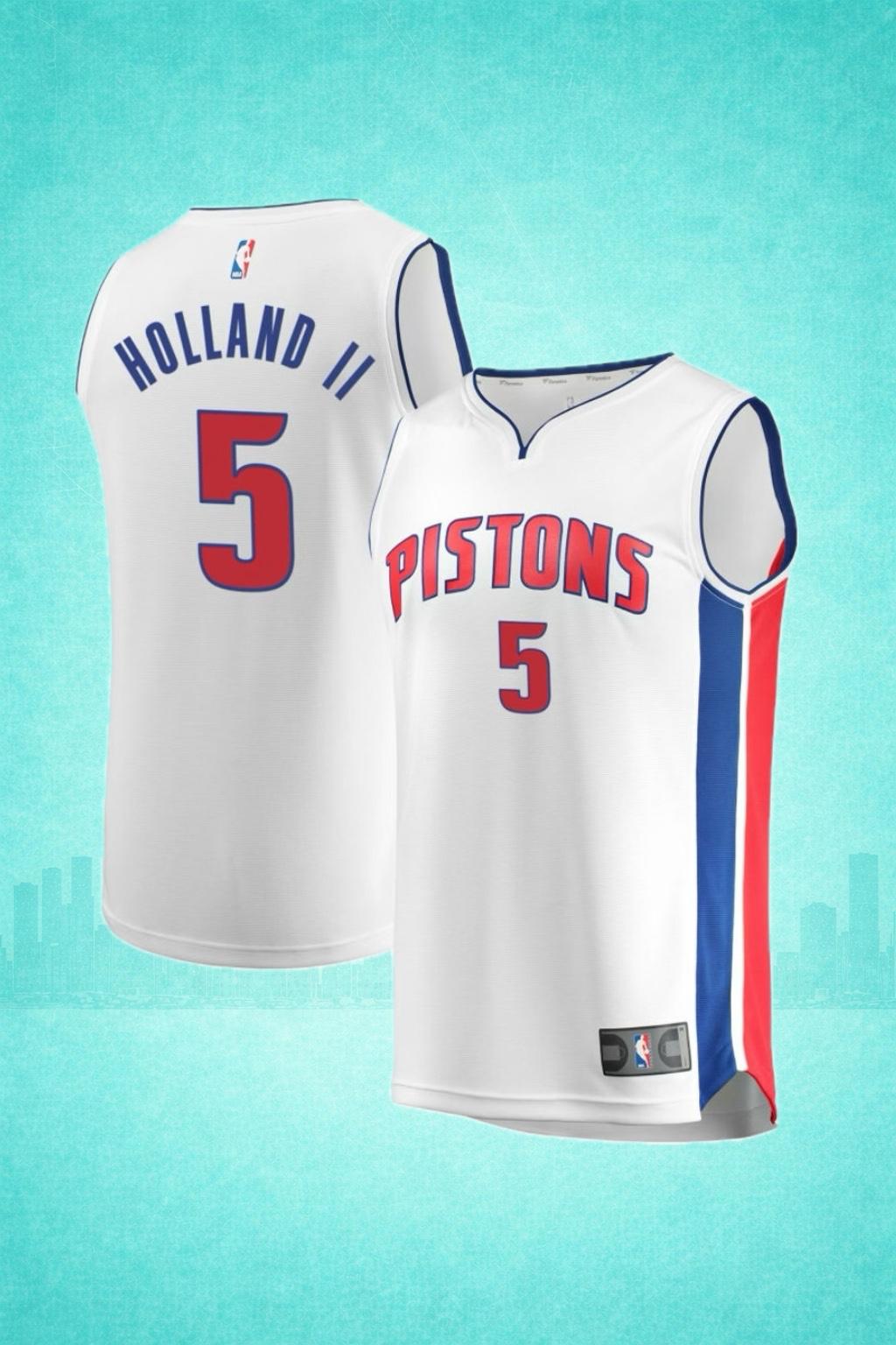 Detroit Pistons #5 Ron Holland II White Jersey – Association Edition
