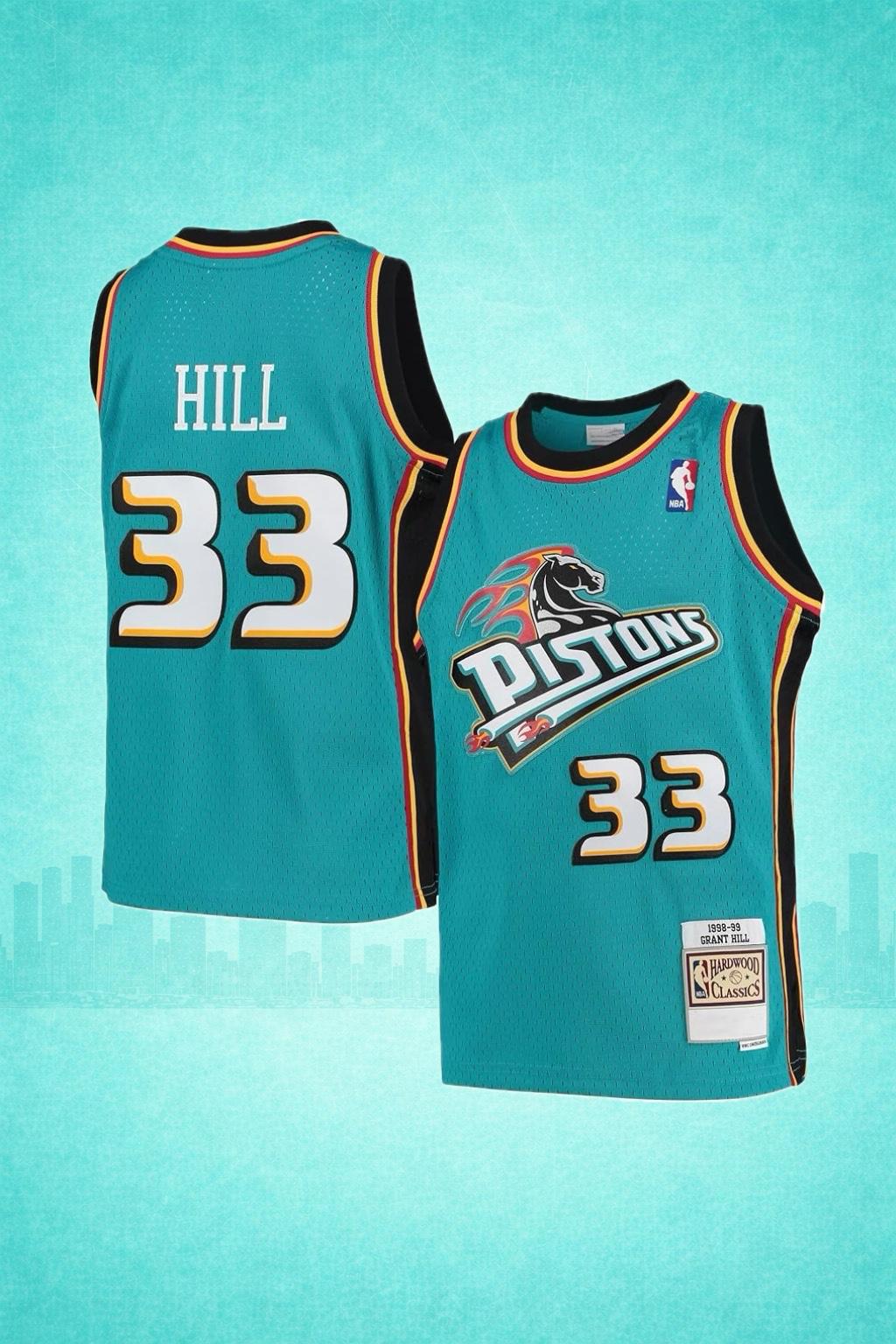 Detroit Pistons #33 Grant Hill Teal Throwback Jersey – Hardwood Classics