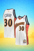 Golden State Warriors #30 Stephen Curry White Throwback Jersey – Hardwood Classics