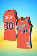 Golden State Warriors #30 Stephen Curry Orange Throwback Jersey – Hardwood Classics
