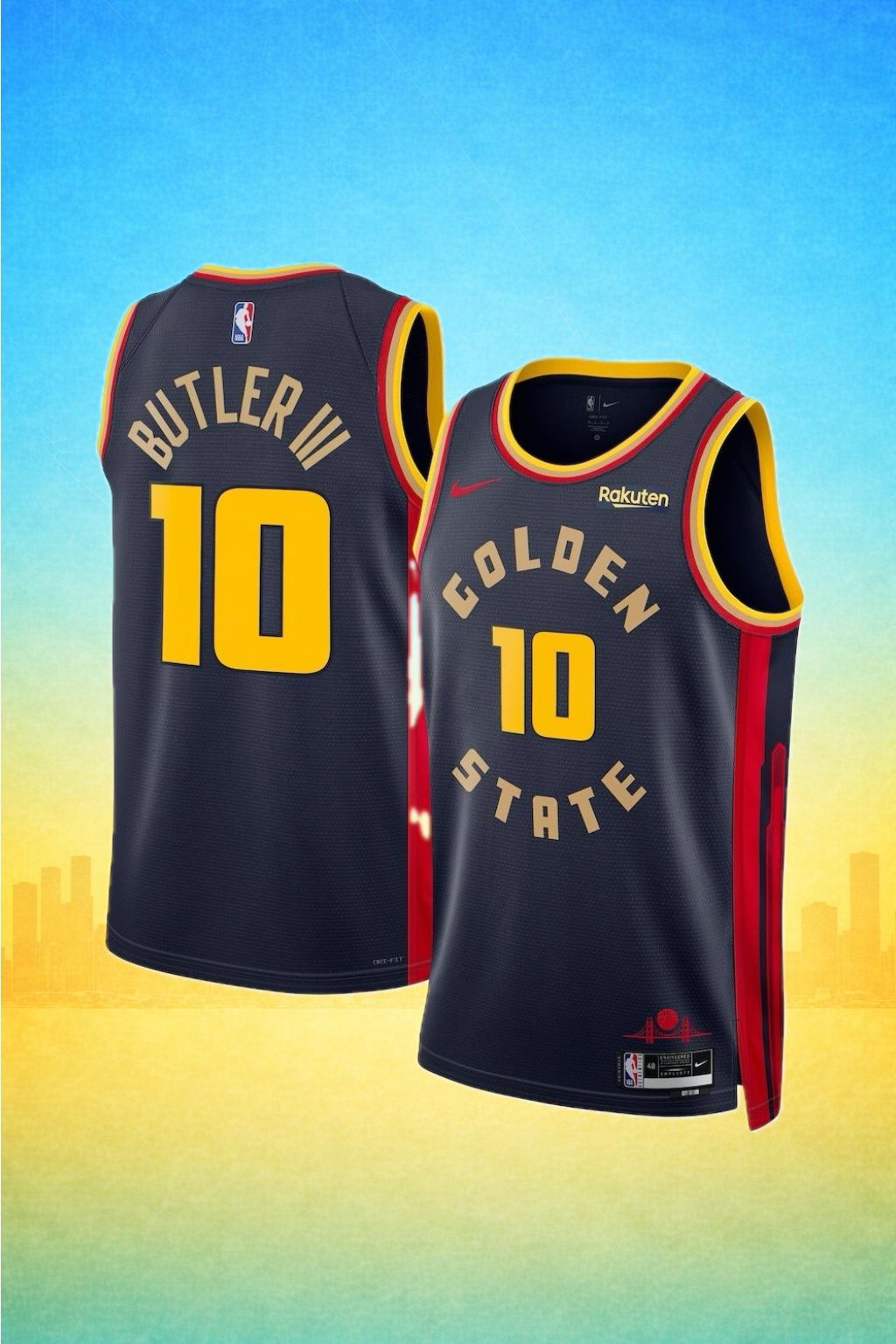 Golden State Warriors #10 Jimmy Butler III Navy Jersey – Statement Edition