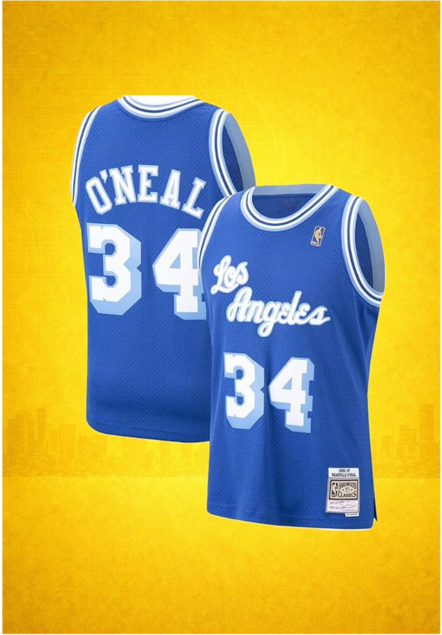Los Angeles Lakers #34 O’Neal Blue Jersey – Hardwood Classics Throwback Edition