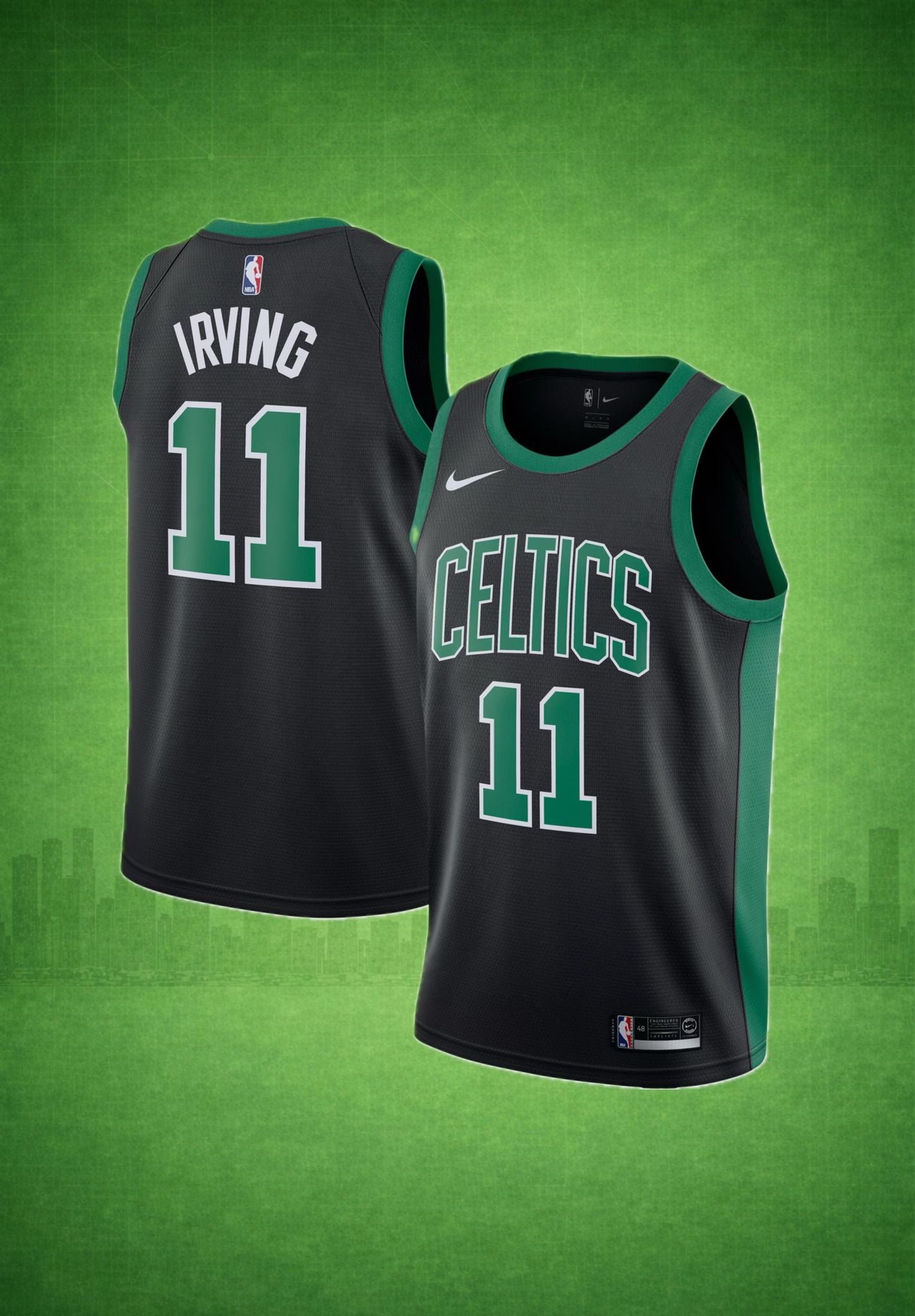Boston Celtics #11 Irving Black Statement Edition Jersey – NBA Performance Uniform