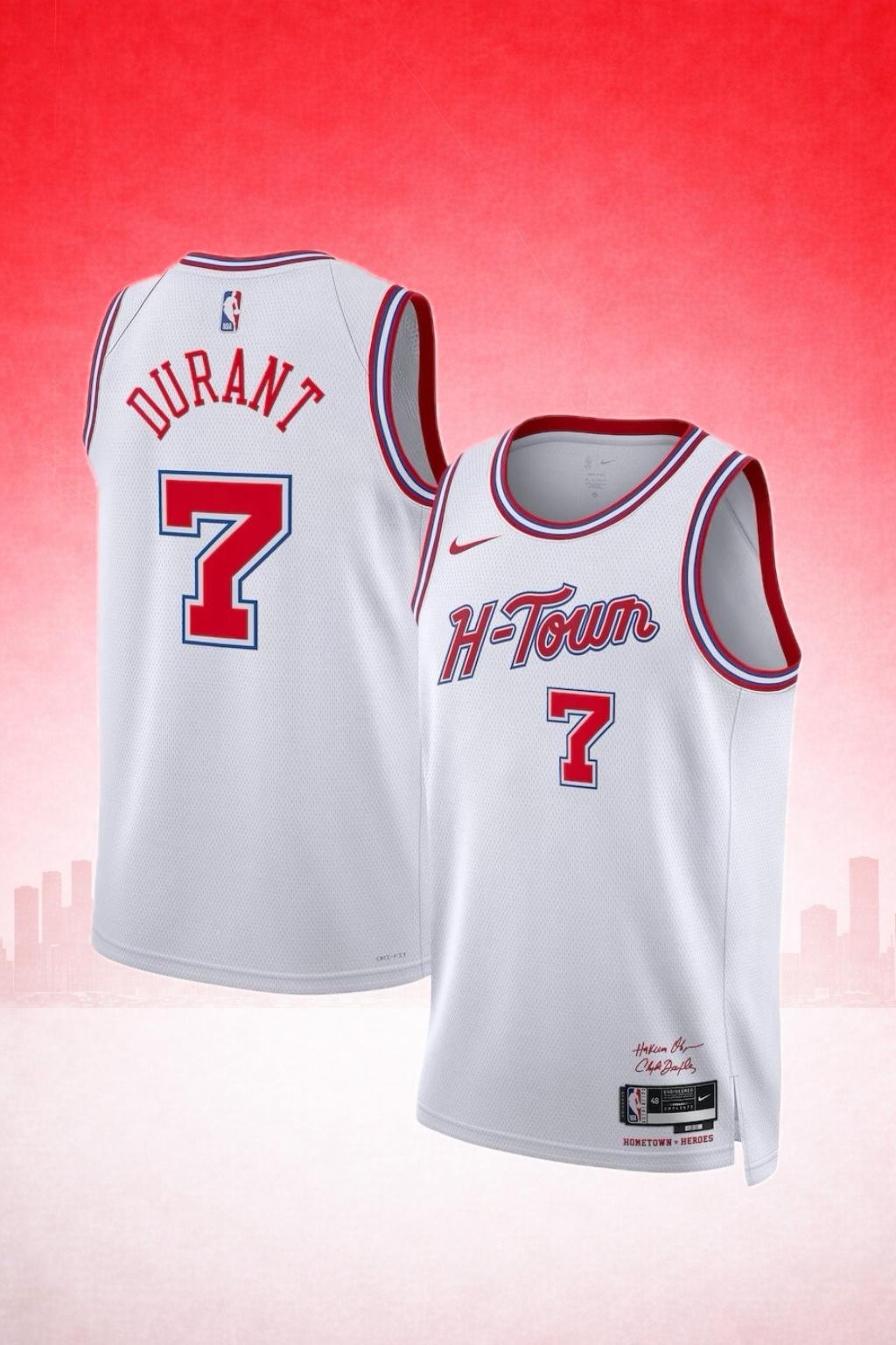Houston Rockets #7 Kevin Durant White Jersey – H-Town City Edition