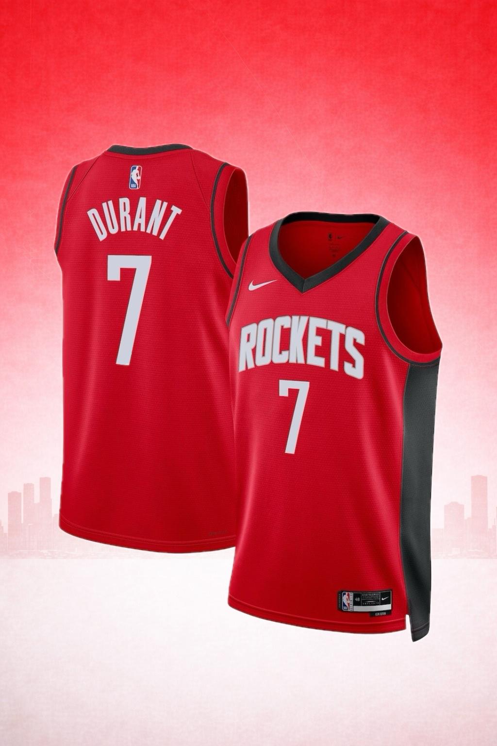 Houston Rockets #7 Kevin Durant Red Jersey – Icon Edition