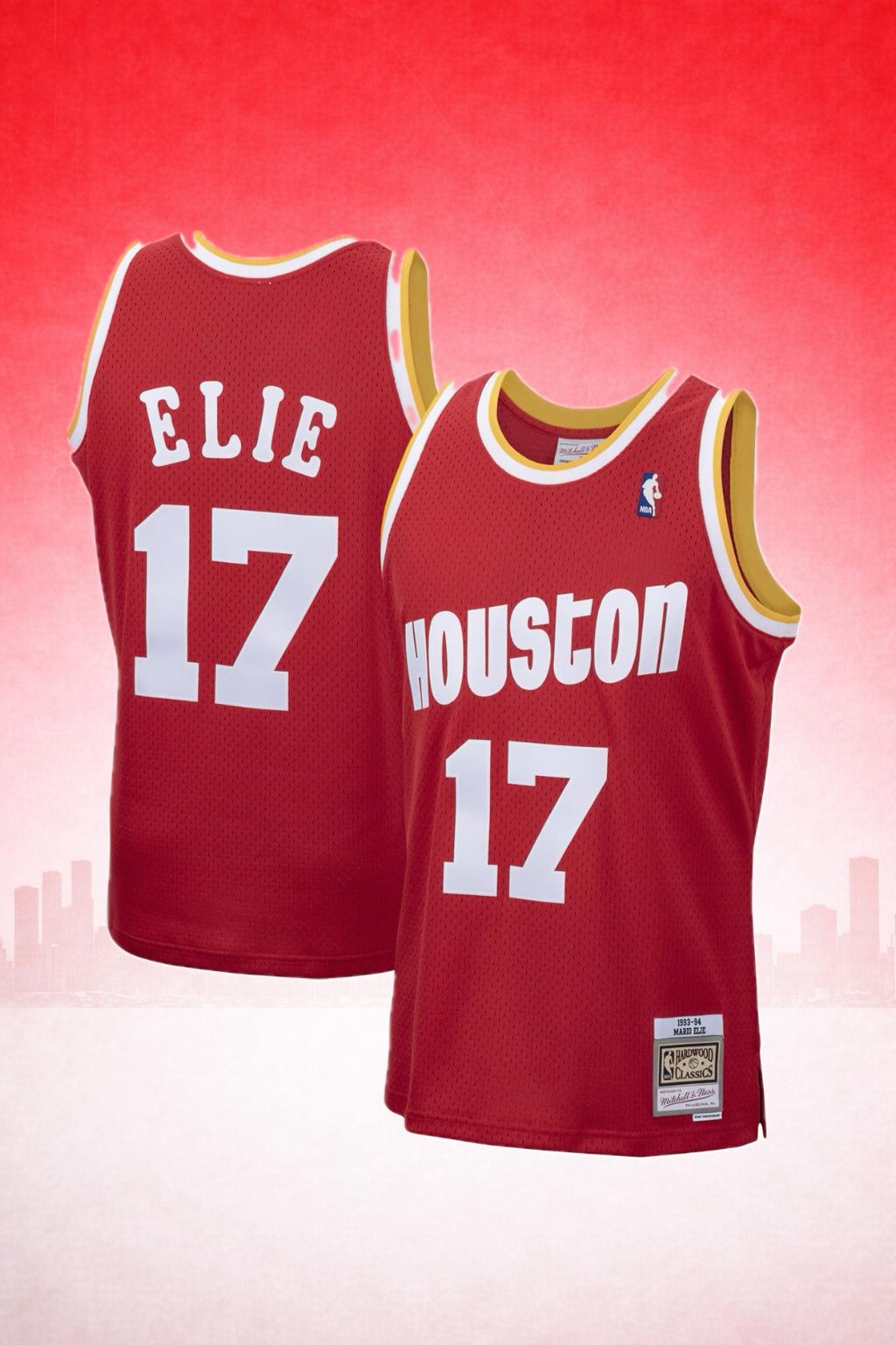 Houston Rockets #17 Mario Elie Red Jersey – Hardwood Classics
