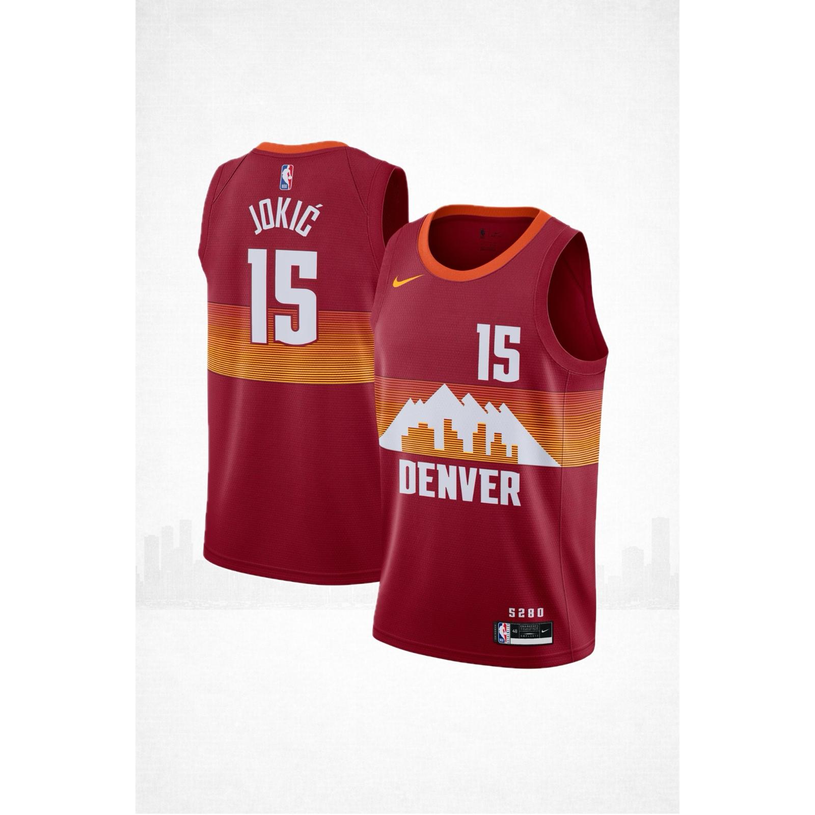 Denver Nuggets #15 Jokić 2018–19 Red City Edition Jersey – Mile High Skyline