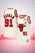 Chicago Bulls #91 Rodman Cream Throwback Jersey – NBA Hardwood Classics