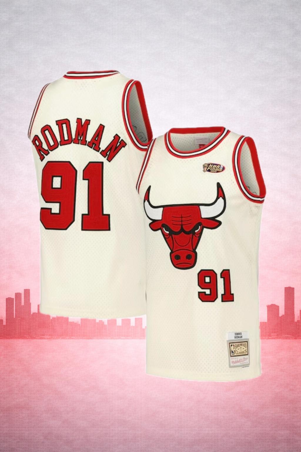 Chicago Bulls #91 Rodman Cream Throwback Jersey – NBA Hardwood Classics