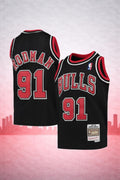 Chicago Bulls #91 Rodman Black Throwback Jersey – NBA Hardwood Classics