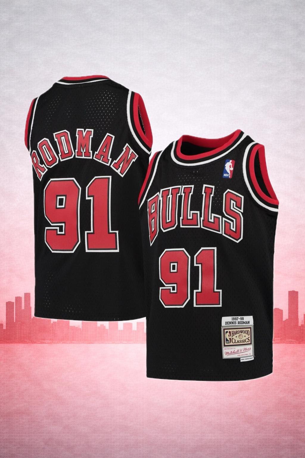 Chicago Bulls #91 Rodman Black Throwback Jersey – NBA Hardwood Classics