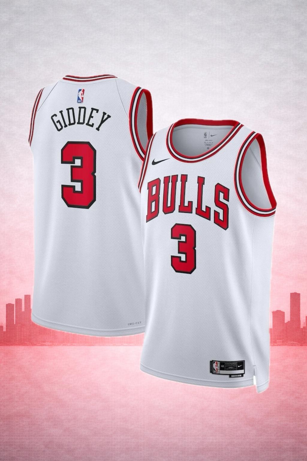 Chicago Bulls #3 Giddey White Home Jersey – NBA Edition
