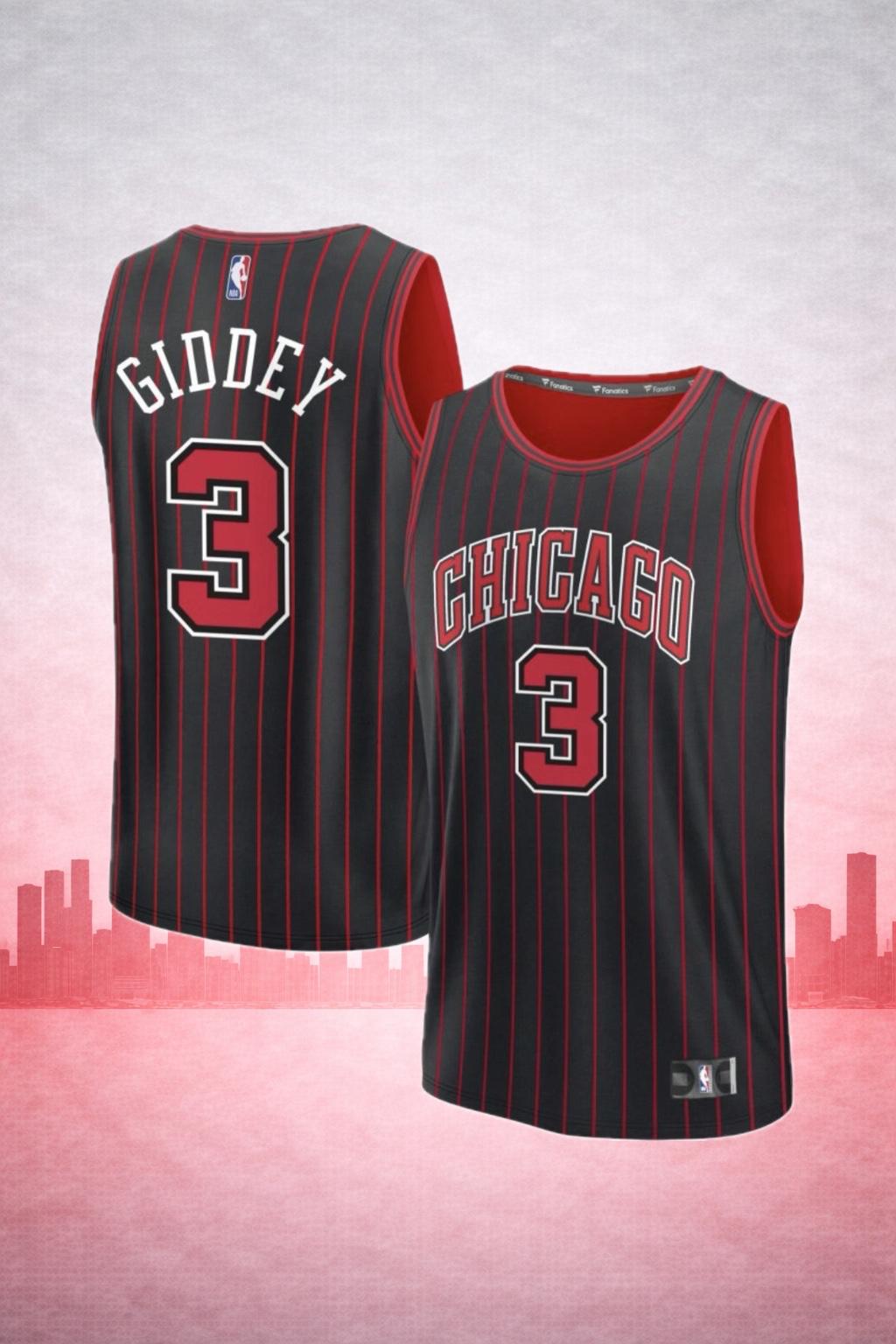 Chicago Bulls #3 Giddey Black Pinstripe Jersey – NBA Classic Edition