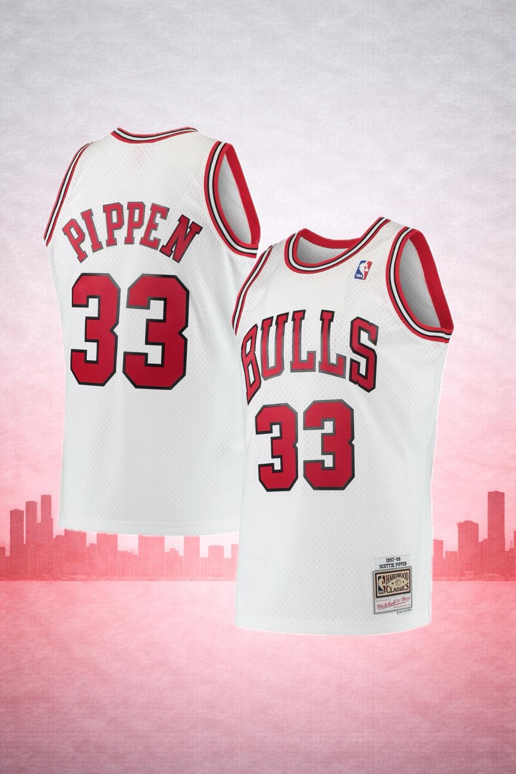 Chicago Bulls #33 Pippen White Throwback Jersey – NBA Hardwood Classics 1997-98 Edition