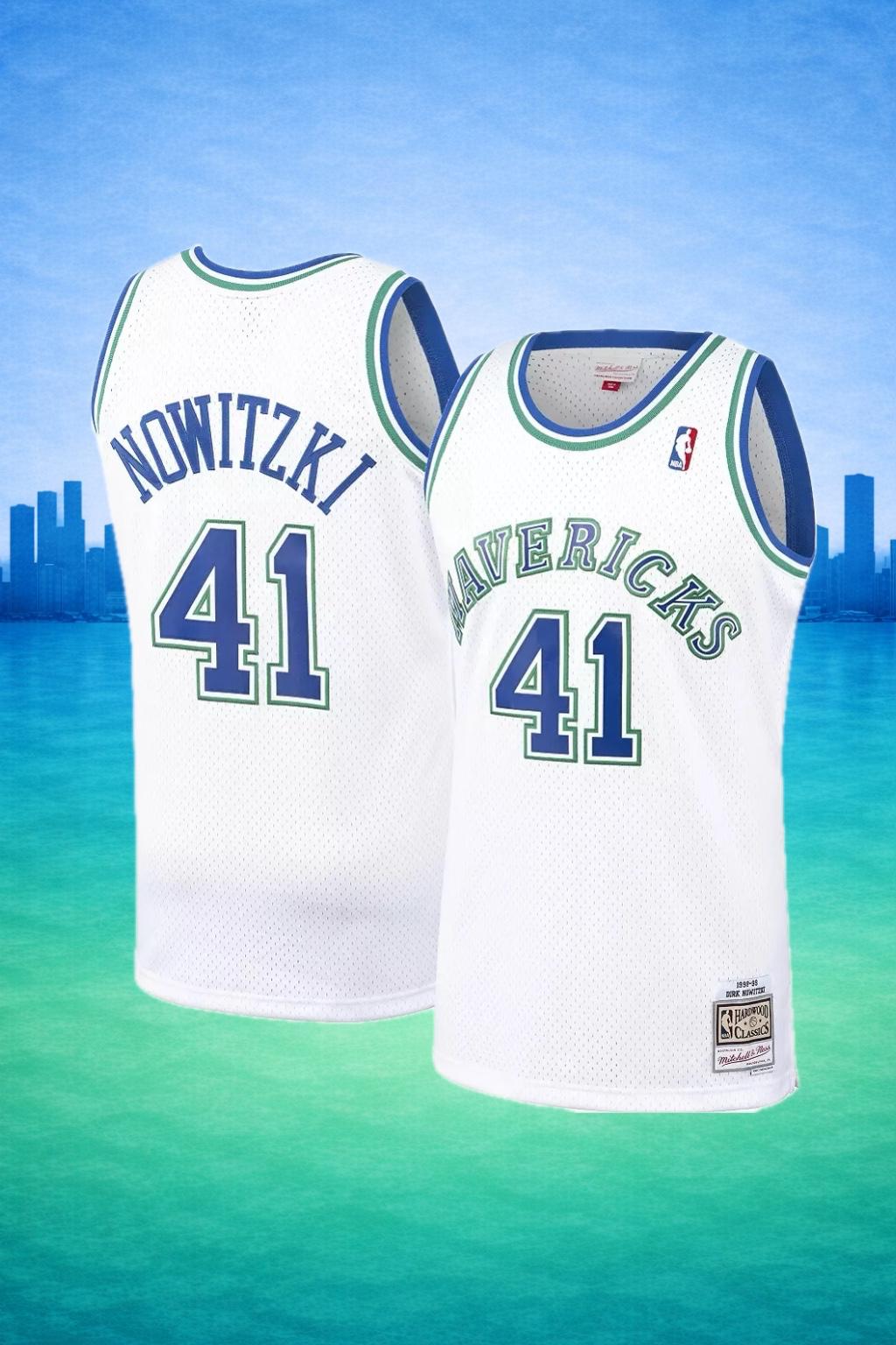 Dallas Mavericks #41 Dirk Nowitzki White Jersey – NBA Hardwood Classics