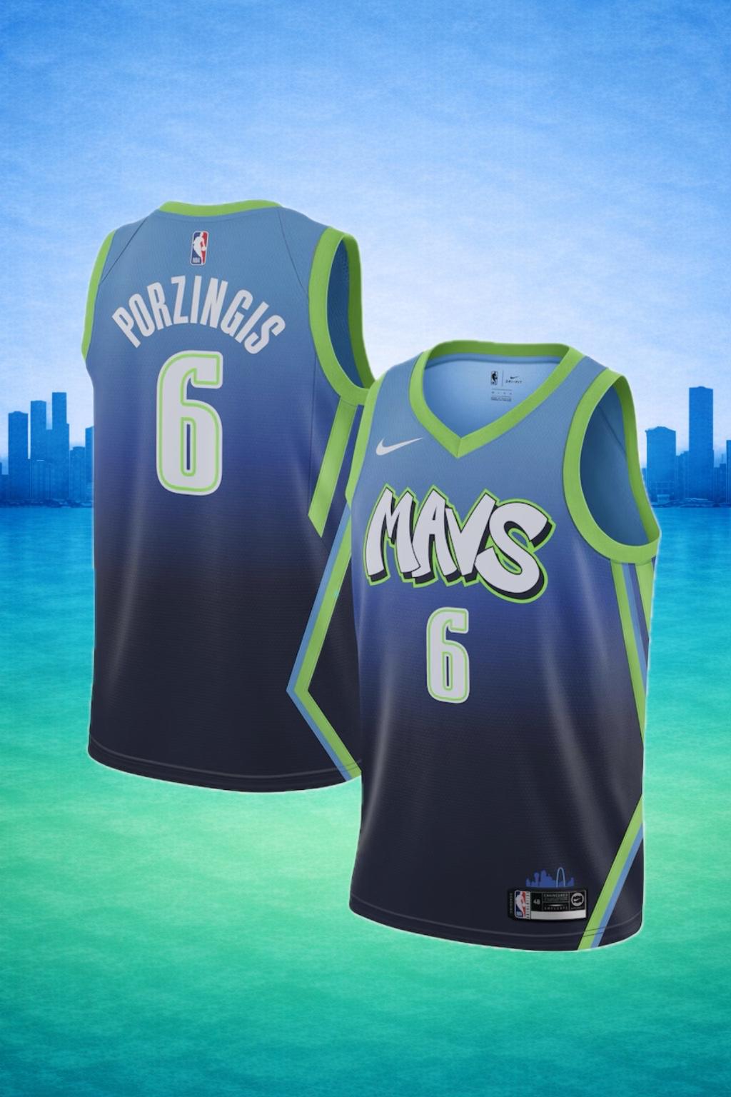 Dallas Mavericks #6 Kristaps Porziņģis Blue Gradient Jersey – NBA City Edition
