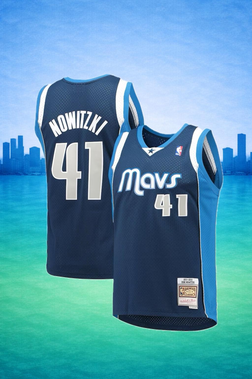 Dallas Mavericks #41 Dirk Nowitzki Blue Jersey – NBA Hardwood Classics