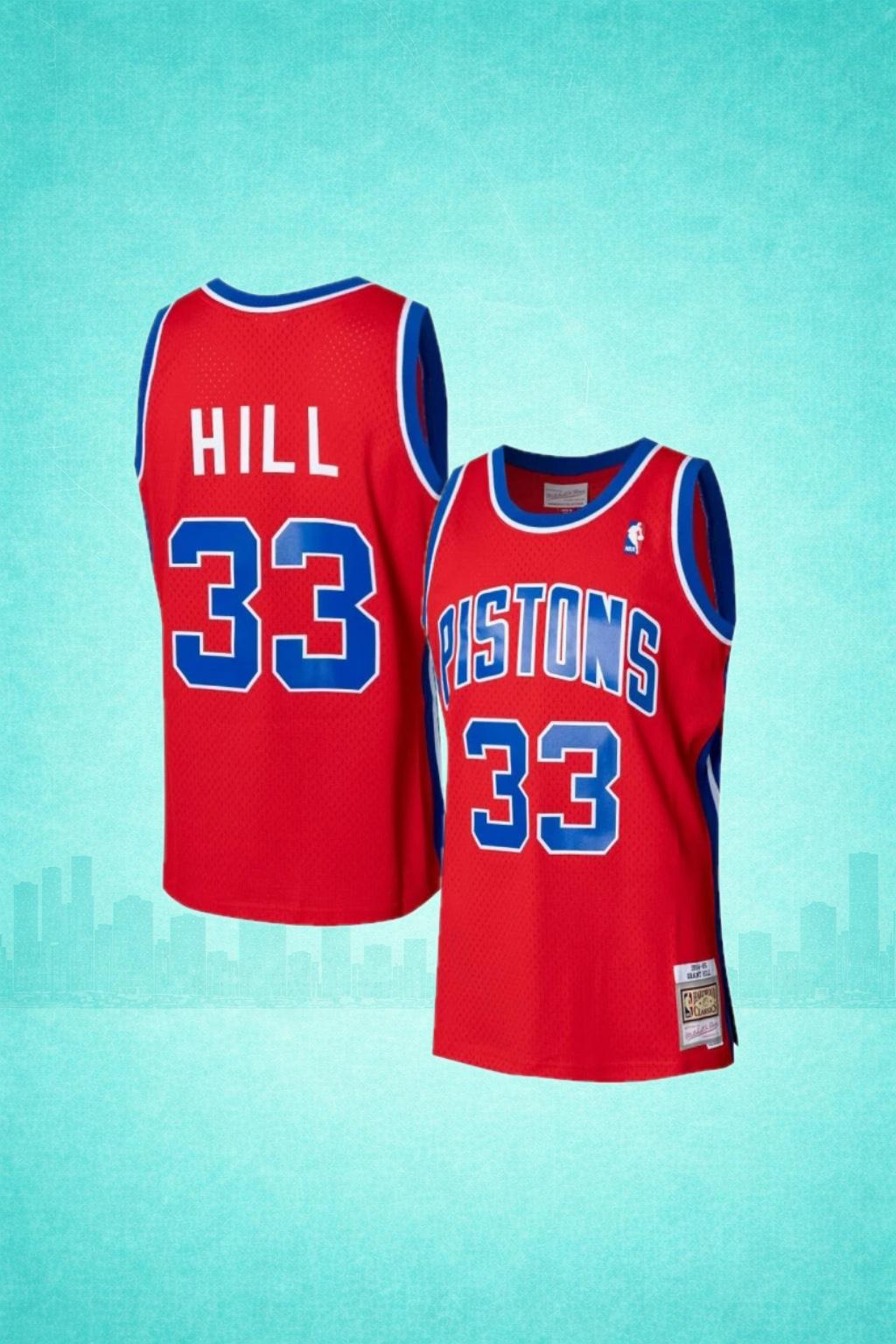 Detroit Pistons #33 Grant Hill Red Throwback Jersey – Hardwood Classics